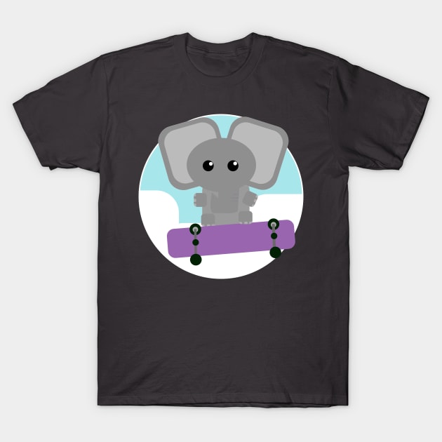 Cute elephant on skateboard T-Shirt by KDEE Services